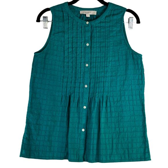Loft Green Sleeveless Button Down Blouse Tank Top Reg Size XS - Picture 1 of 1